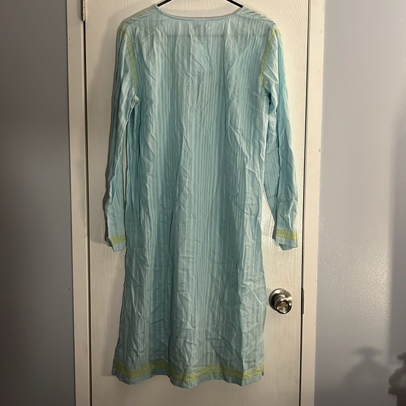 Pine Cone Hill Blue Long Sleeve V-Neck Dress (Small) - Picture 3 of 5
